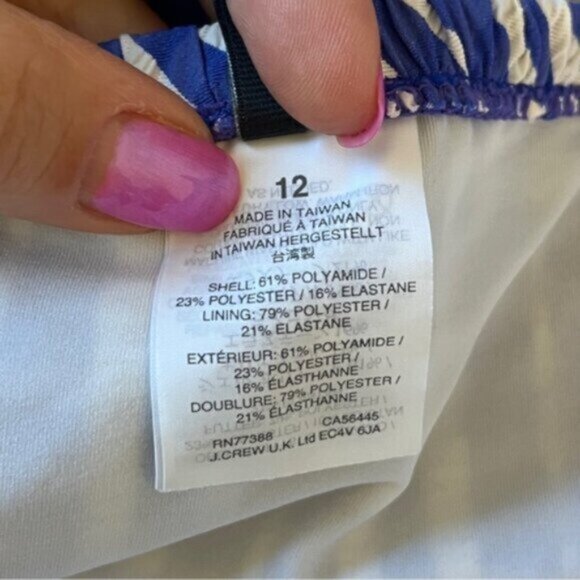 J. Crew Ruffle Bandeau One-Piece Swimsuit Puckered Stripe - Picture 7 of 9